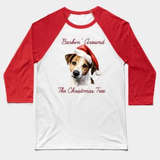 Christmas Jack Russel Terrier Dog in Santa Hat Baseball T-Shirt